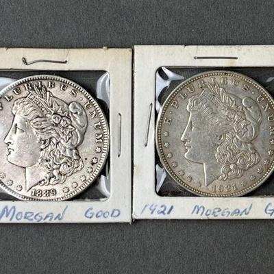 Lot 180 | 1889 & 1921 Morgan Silver Dollars
