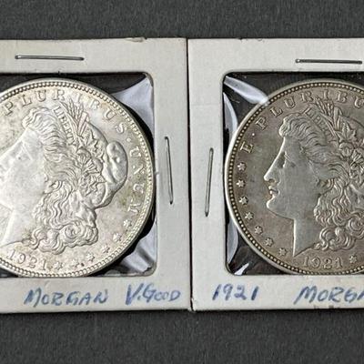 Lot 179 | 2 1921 Morgan Silver Dollars Philadelphia Mint.
