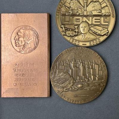 Lot 186 | Lionel & Detroit Anniversary Coins & 1 lbs Copper
