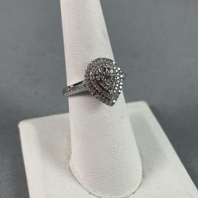 Lot 310 | Pear Cut 1/2 ct Diamond Designer Sterling Ring
