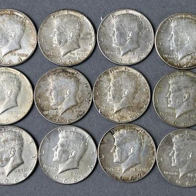 Lot 142 | 4 1964 & 8 1965 - 1967 Kennedy Half Dollars
