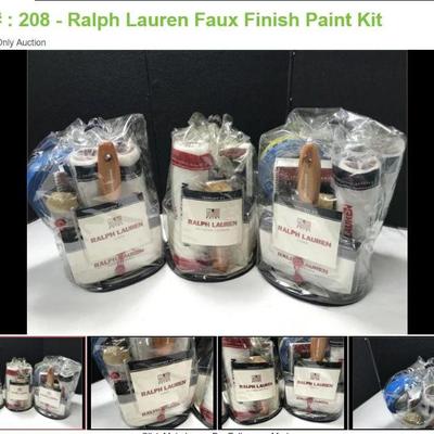 Lot # : 208 - Ralph Lauren Faux Finish Paint Kit
1 Antique Leather other 2 are Linen. Kit includes things like tape, paint brushes and...