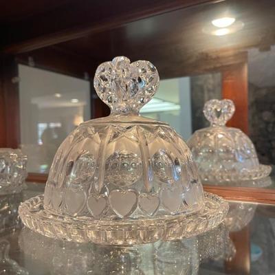 German butter or cheese crystal dish
