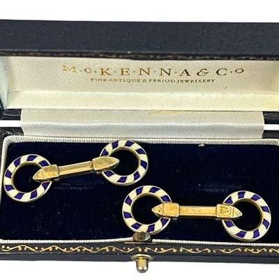 A Pair of Art Deco Hallmarked Enamel Cufflinks