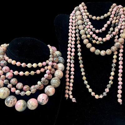 Large Collection Rhodonite Strands and Beads