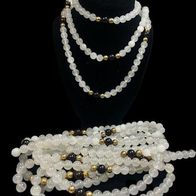 Collection Gold Filled, Onyx, and Clear Onyx Necklace Strands