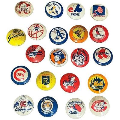 Collection Vintage 1960's, 1970's Baseball Buttons
