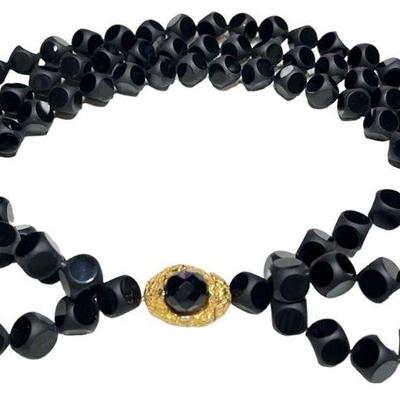 Onyx Multi Strand Choker Necklace