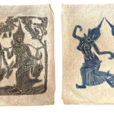 A Set of Two Thai Temple Rubbings
