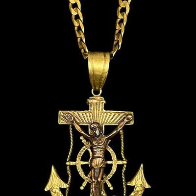 A Pirate Mariner's Fool's Gold Cross Necklace
