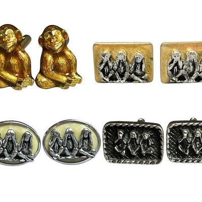 A Collection of See No Evil Monkey Cufflinks