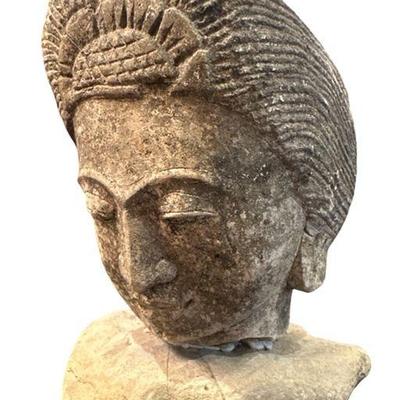 A Carved Stone Thai Deity Head