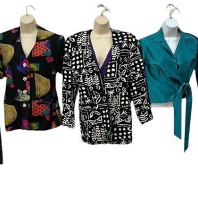 A Collection of 1990s Womens Funky Print Jackets and Tops