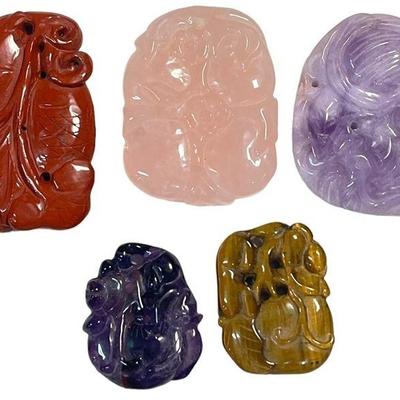 Five Chinese Semi Precious Stone Carvings