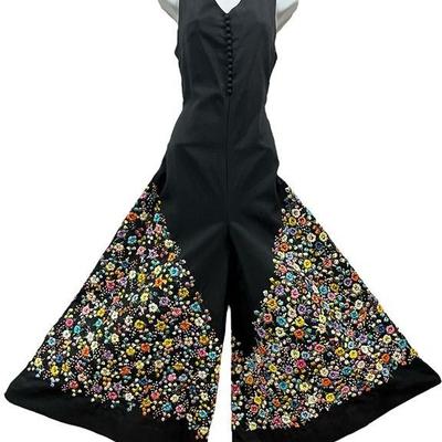 Exceptional Mexican Embroidered Floral Jumpsuit