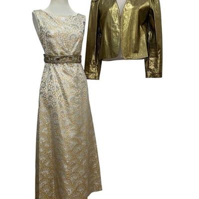 Gorgeous 1980s Gold Embellished Dress