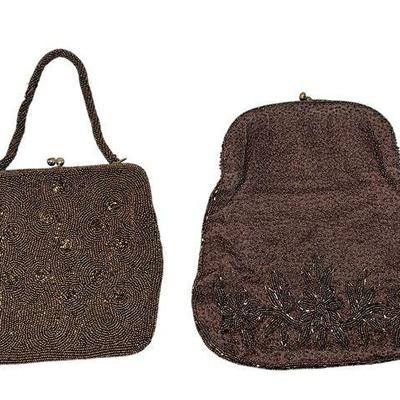 Two Beaded Brown Vintage Evening Bags