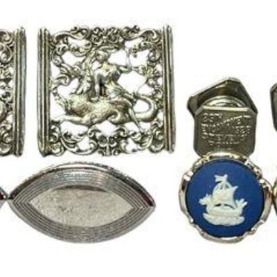 A Collection of Silver Toned Cufflinks, Liberty Coin, WEDGWOOD