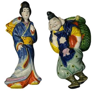 A Pair of Chinese Figural Wall Pockets