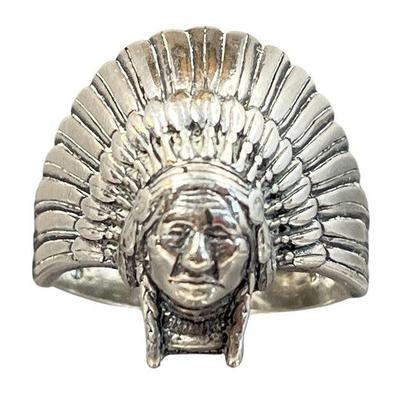 A Sterling Silver Native American Chief Ring