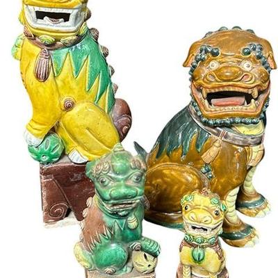 A Collection of Chinese Foo Dog Sculptures