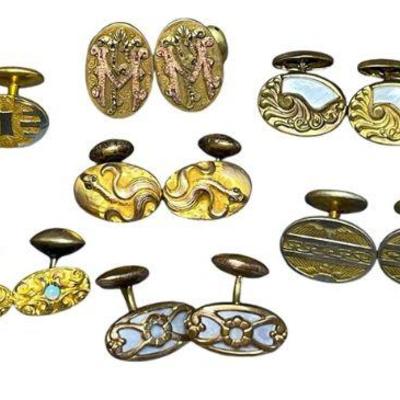 A Collection of Art Nouveau Style Cufflinks