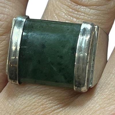 Vintage Sterling Silver and Jade Ring