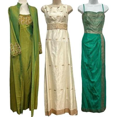 Three Indian Beaded and Gold Accent Dresses