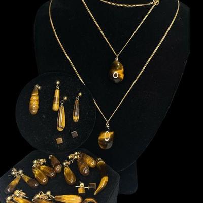 Large Collection Gold Filled Tiger's Eye Jewelry