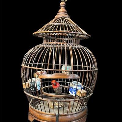 An Asian Bell Shaped Bamboo/Reed Birdcage