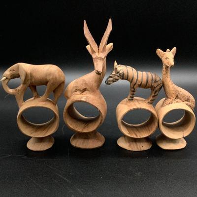Carved safari animal napkin rings