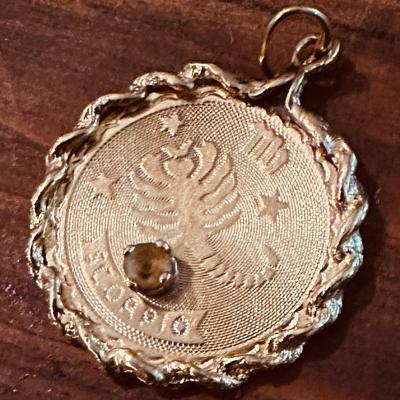 14kt gold Scorpio  medallion pendant