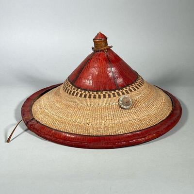 AFRICAN FULANI CONICAL HAT | West African woven conical hat. - h. 9 x dia. 18 in

