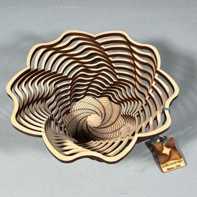 BALTIC BY DESIGN BOWL | Baltic by Design, Maine, all-wood tiered spiraling bowl in a star shape with original wooden tag attached. - h....