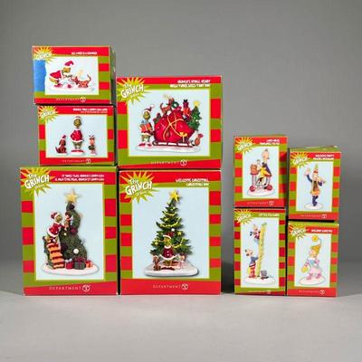 (9pc) DEPARTMENT 56 GRINCH CHRISTMAS DECOR | Decorative Grinch-themed Dr. Seuss Christmas figures, including Welcome Christmas: Christmas...