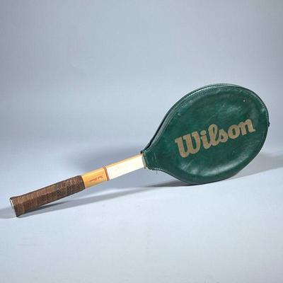 VINTAGE WILSON DICK STEVENS TENNIS RACKET | Vintage Wilson Dick Steven’s medium 4 5/8 tennis racket with cover. - w. 9 x l. 27 in

