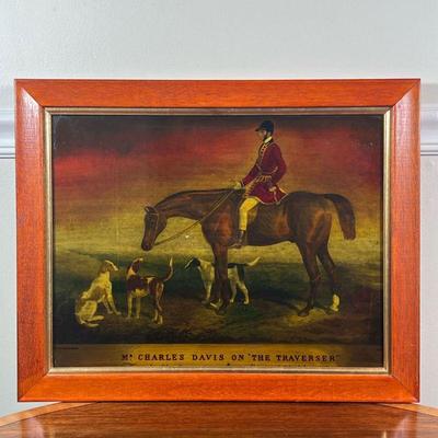 REPRODUCTION ANTIQUE POSTER | Reproduction of antique equestrian engraving, showing M. Charles Davis on The Traverser - w. 20.75 x h....
