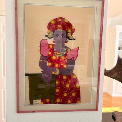 Senegalese art, signed Gueye