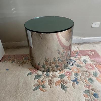 a Paul Mayan for Habitat style round silver side table