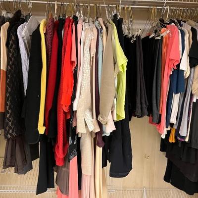 Tons of vintage women’s clothing—6 bulging racks full plus tons of separates on tables—mostly sizes 6-8, S-M with some L, shoes 10AAAA