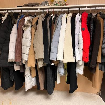 Tons of vintage women’s clothing—6 bulging racks full plus tons of separates on tables—mostly sizes 6-8, S-M with some L, shoes 10AAAA