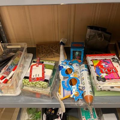 Teaching supplies and classroom aides, mostly K-4 and for Hebrew School, plus lots of little Hebrew School prizes for students from Israel