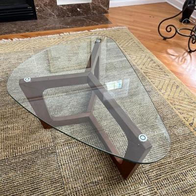 Fun MCM style boomerang table with glass top
