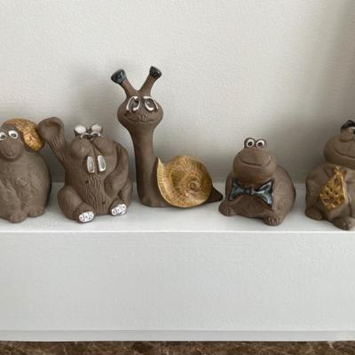 Vintage cute and whimsical small decor items—turtles, frogs, snails, cats, etc