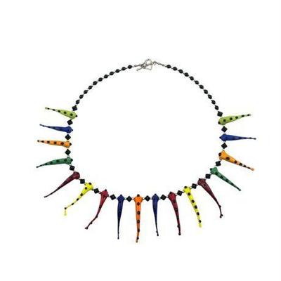 Lot 001  
Pauline Atkinson, Multi-Colored Lamp-work Beaded Necklace