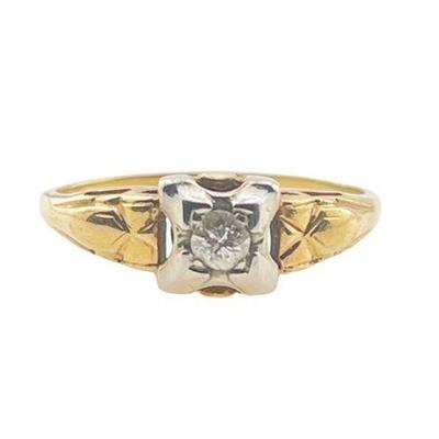 Lot 001-180   
Vintage Diamond Engagement Ring 14K Yellow and White Gold Ring
