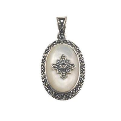 Lot 050-193  
Vintage Marcasite and Mother of Pearl Pendant