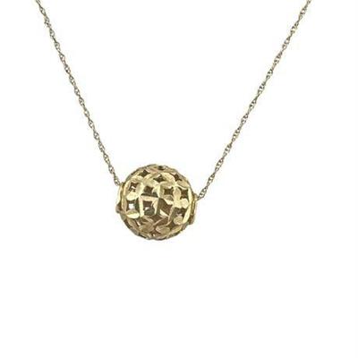 Lot 001-193   
14 K Diamond Cut Orb Gold Slider on 14 K Fine Chain