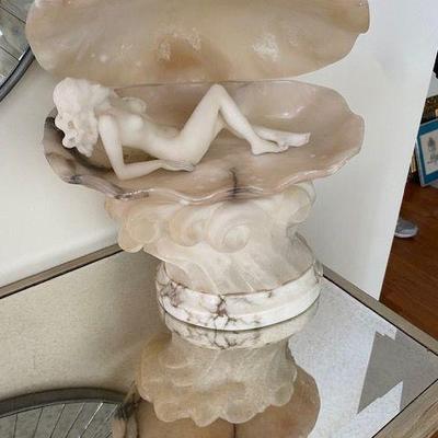 CARVED ALABASTER BIRTH OF VENUS (BOTTICELLI) SCULPTURE LAMP UMBERTIO STIACCINI