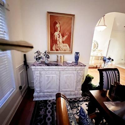 FAUX FINISH WITH REAL MARBLE INSET CABINET